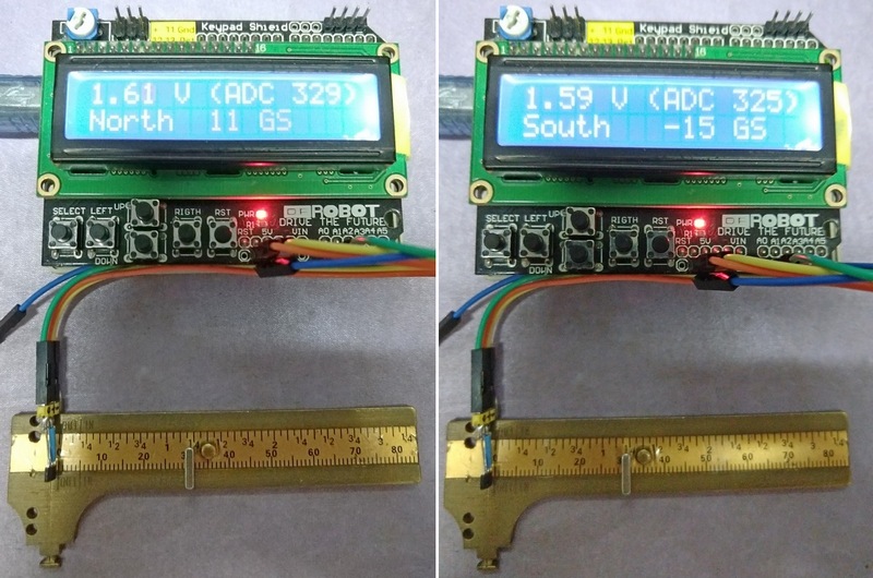 Gauss meter HallEffect sensor with Arduino 電子世界 DIY 地帶 電腦領域