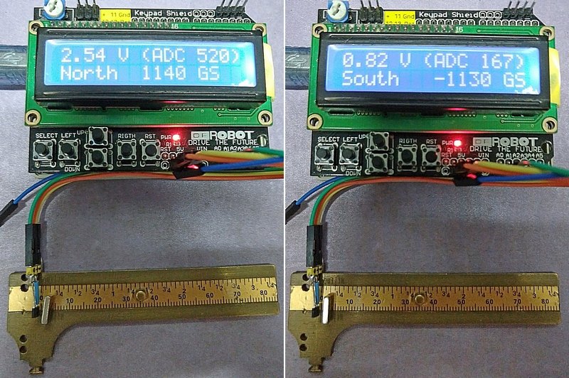 Gauss meter HallEffect sensor with Arduino 電子世界 DIY 地帶 電腦領域